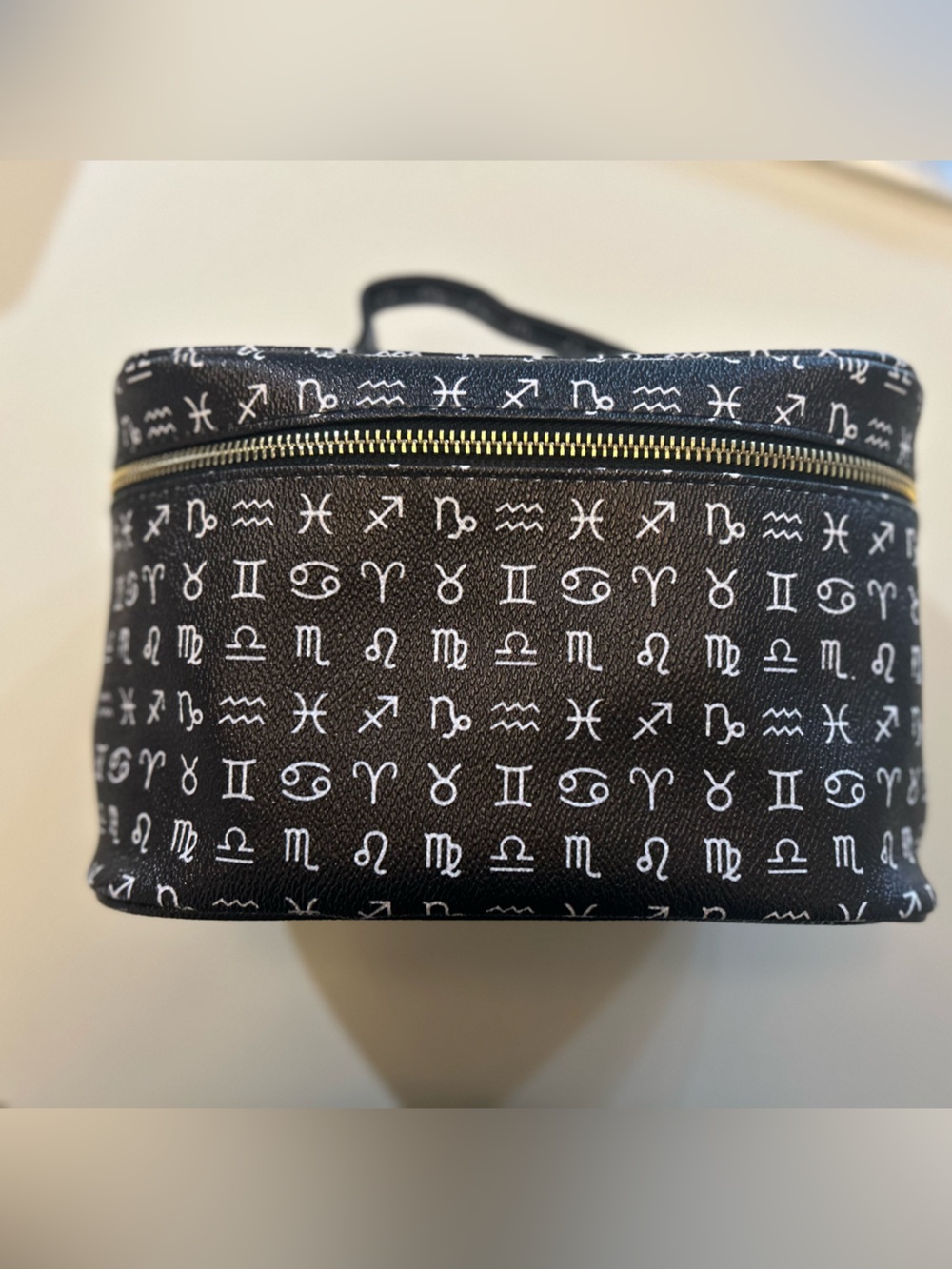 Black Zodiac Signs Travel Toiletry Bag Cosmetic Make Up